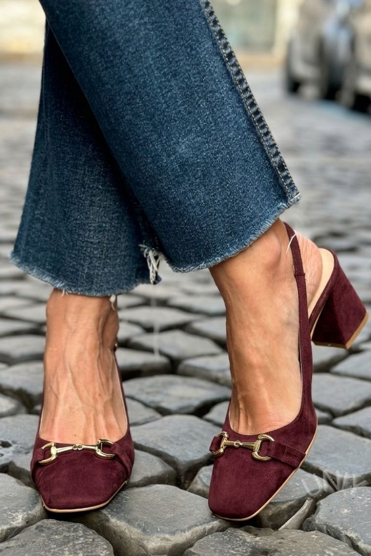 Olive Faux Suede Slingback Block Heels