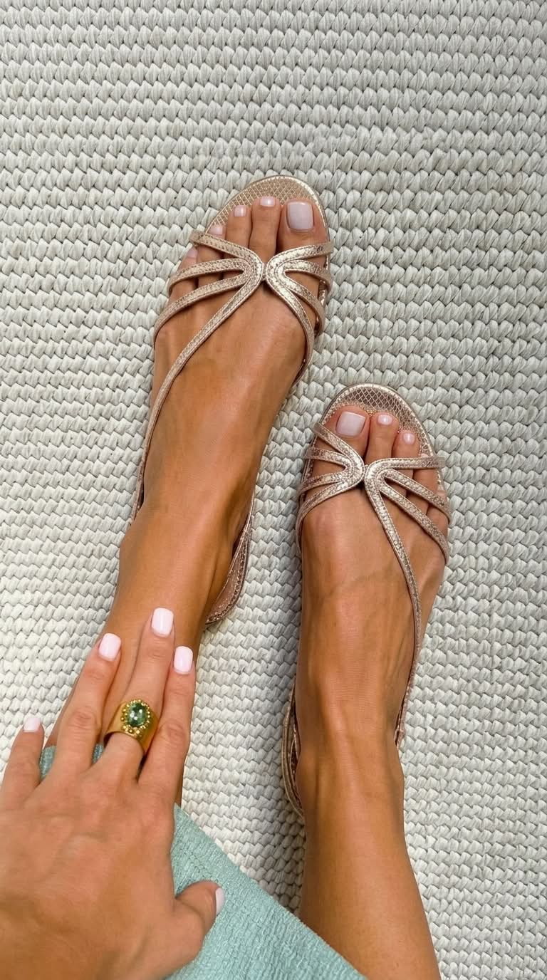 Metallic snake-effect sandals with straps