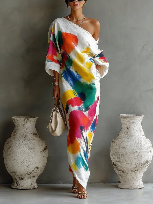 Davina | Abstract Print Maxi Dress