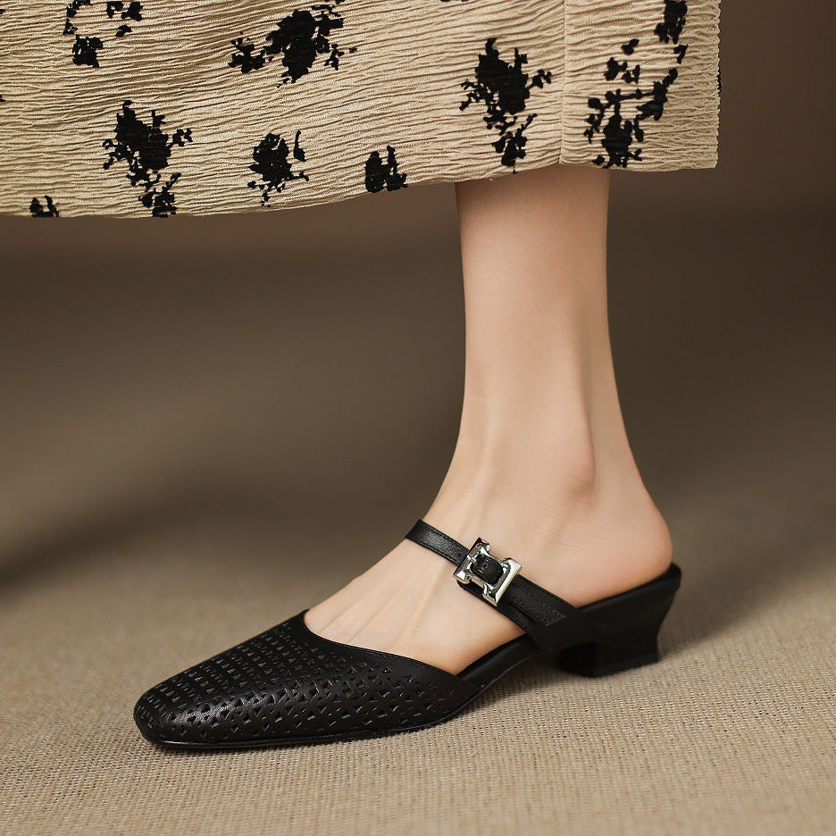 Ovia Genuine Leather Mules