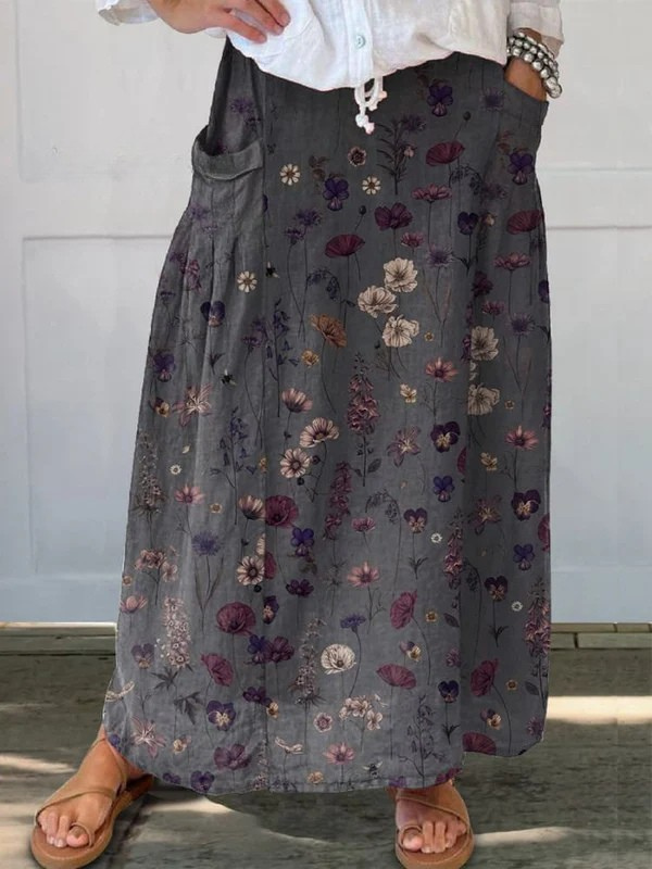 Ivy™ | Flower Art Print Pocket Skirt