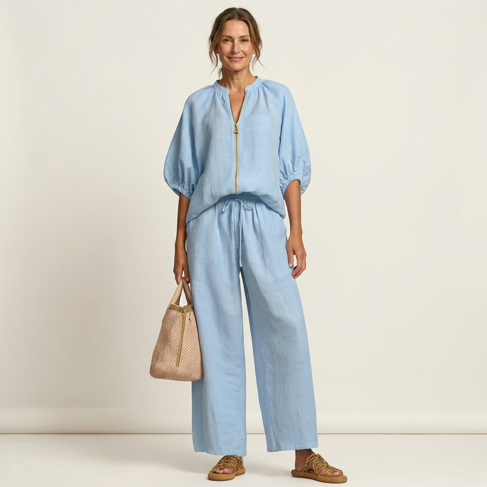 Marlowe | Zipper-Front Puff Sleeve Set