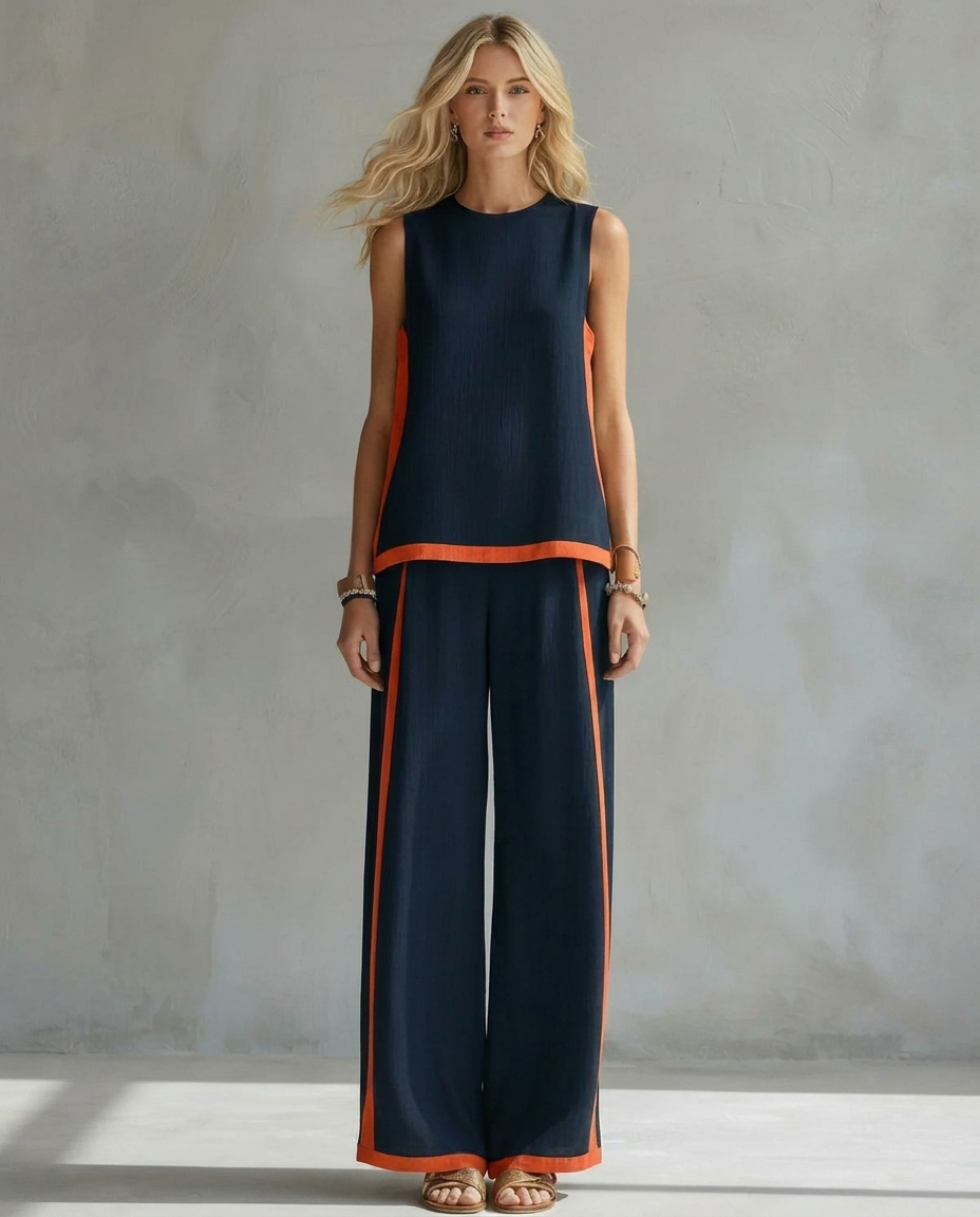 Ursula - Elegant and Casual Set of Vest and Pants with Two-Tone Finishes