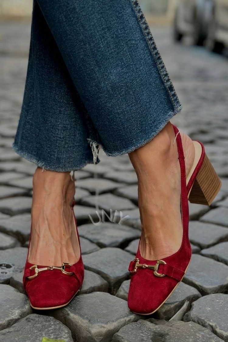 Olive Faux Suede Slingback Block Heels