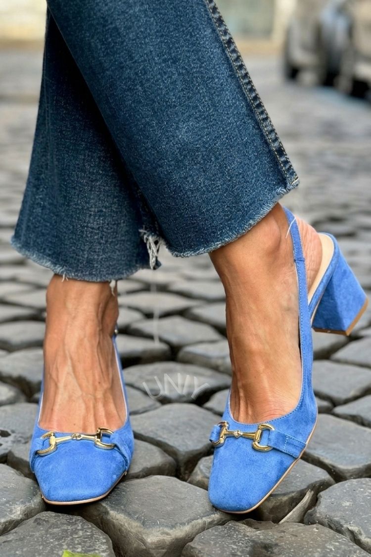 Olive Faux Suede Slingback Block Heels
