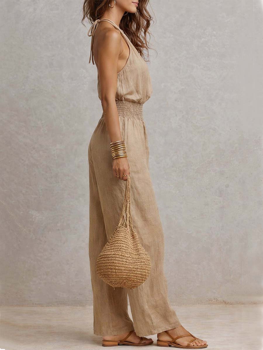 VALERIA | Halter Neck Wide-Leg Jumpsuit