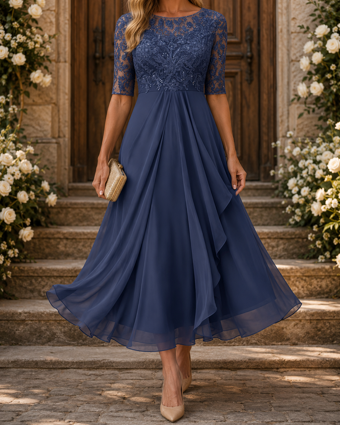 Rose | Lace Midi Dress