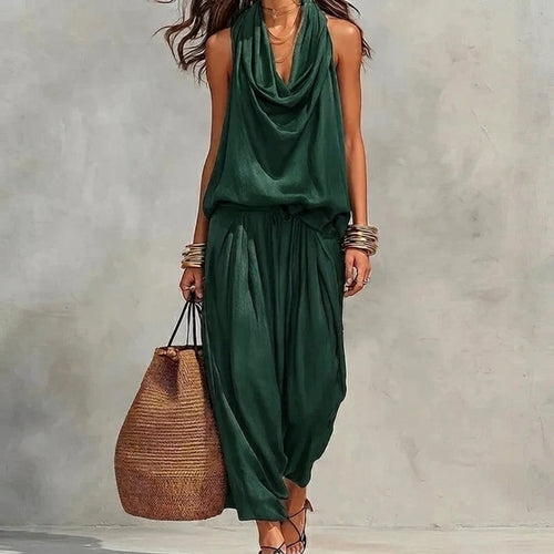 Ambra | Flowy Set with Draped Halter Top and Pants