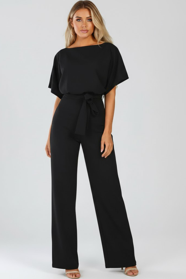 Women’s Jumpsuit with Belt and Wide Legs