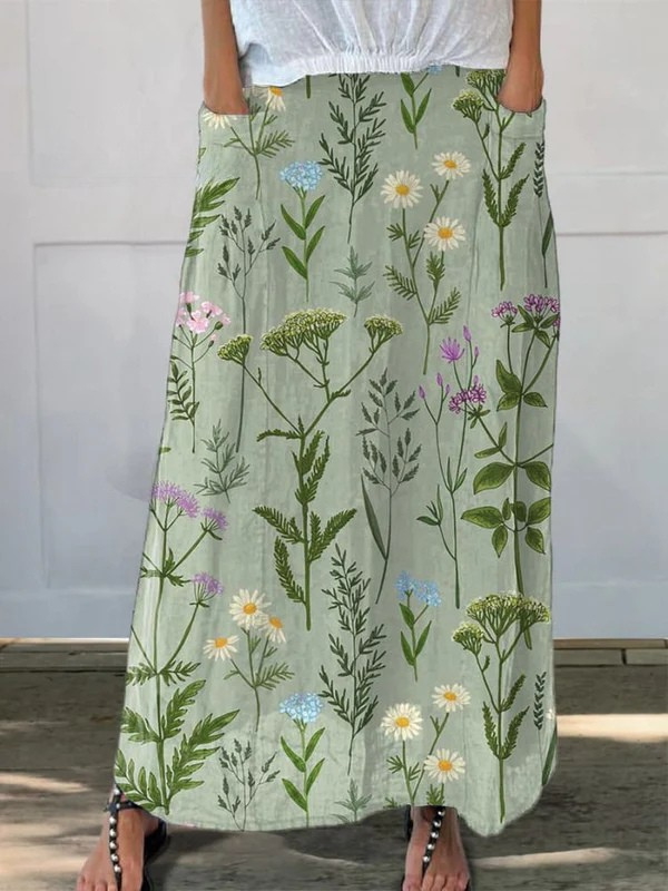 Gerlin™ | Enriched Spring Field Repeat Pattern Printed Pocket Skirt