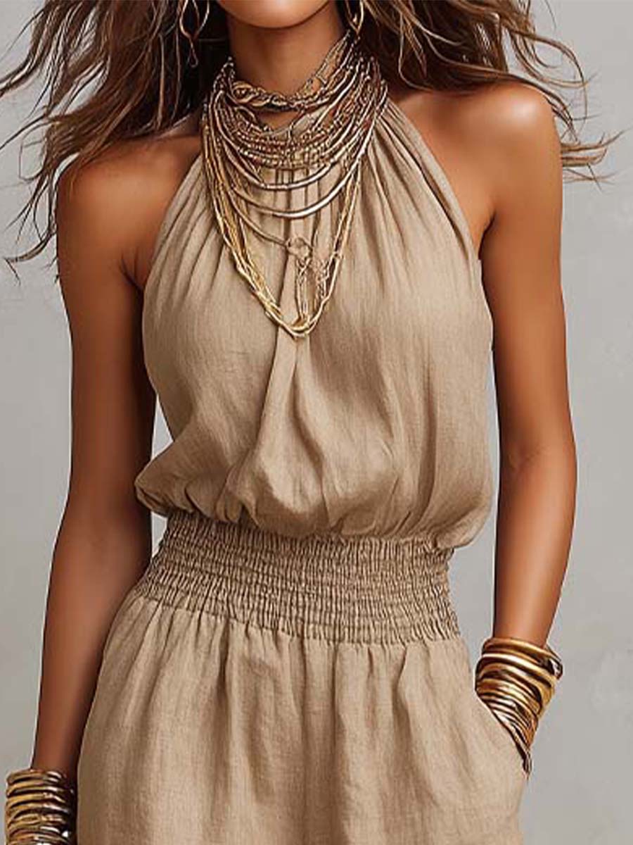 VALERIA | Halter Neck Wide-Leg Jumpsuit