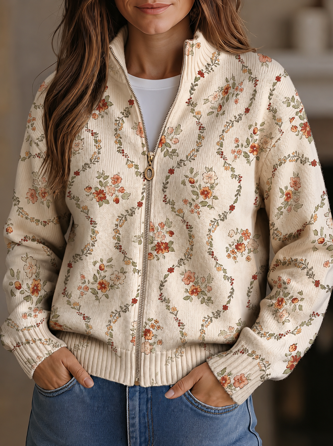Persephone™ | Delicate Floral Vine Cream Print