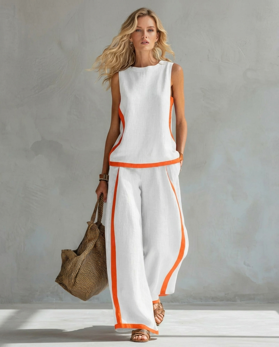 Ursula - Elegant and Casual Set of Vest and Pants with Two-Tone Finishes