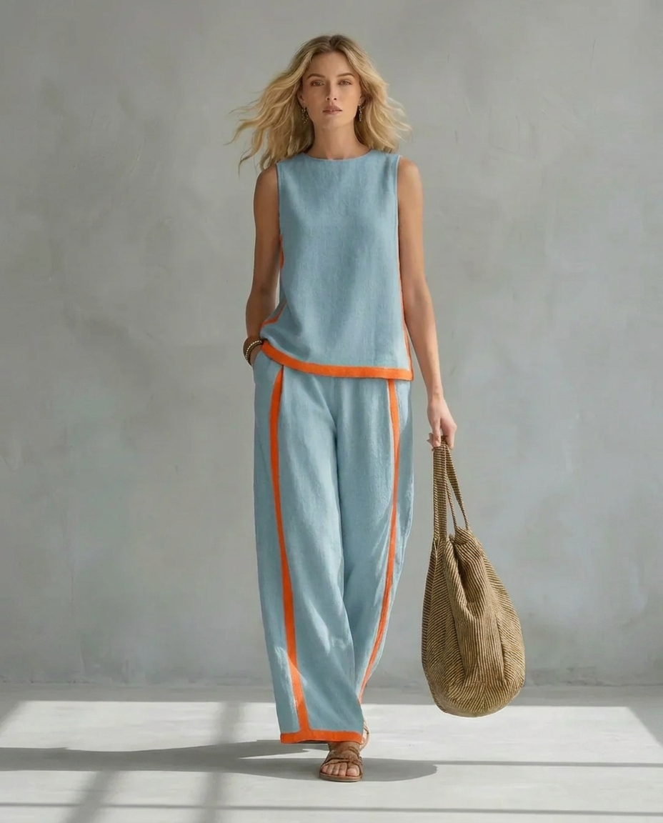 Ursula - Elegant and Casual Set of Vest and Pants with Two-Tone Finishes