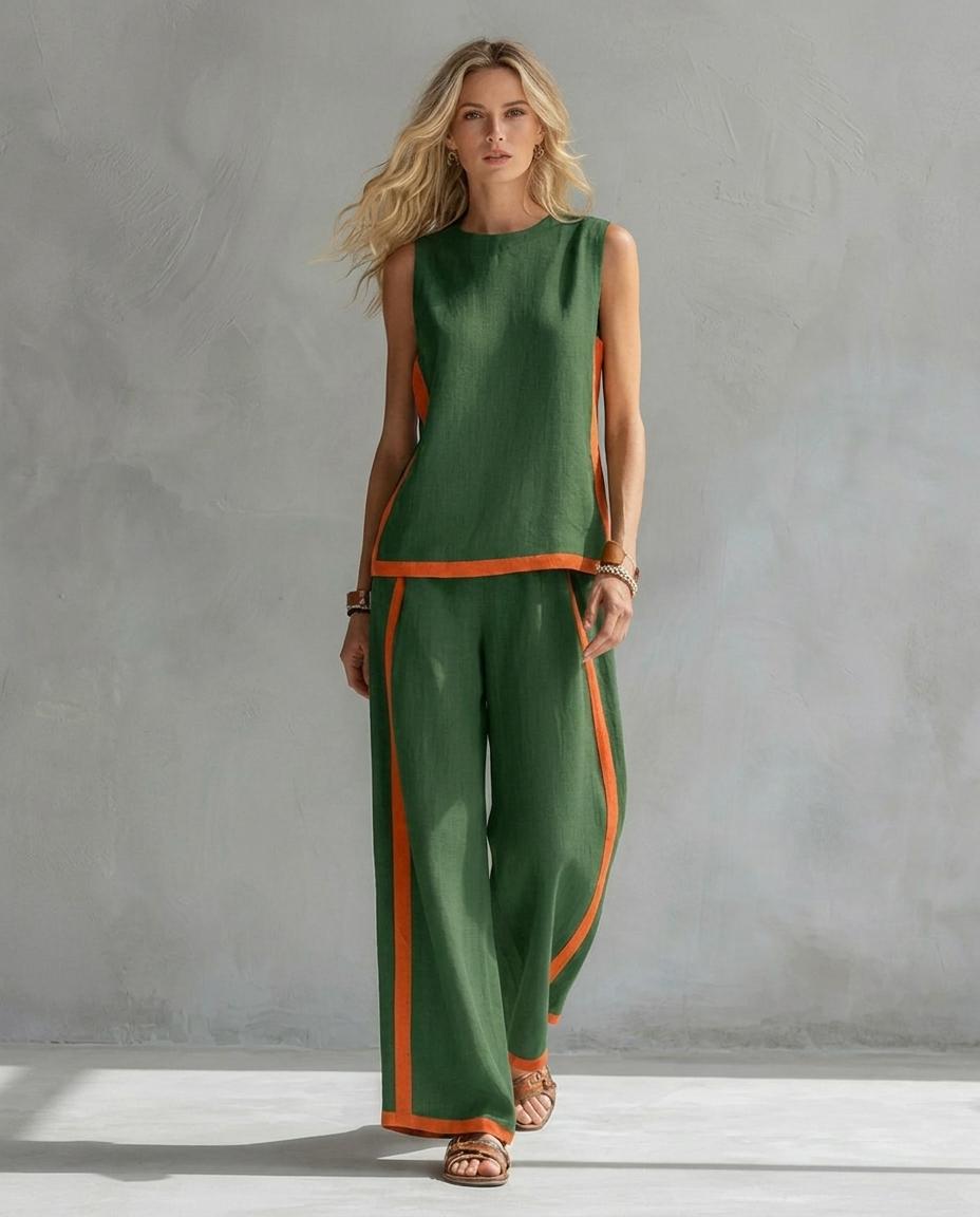 Ursula - Elegant and Casual Set of Vest and Pants with Two-Tone Finishes