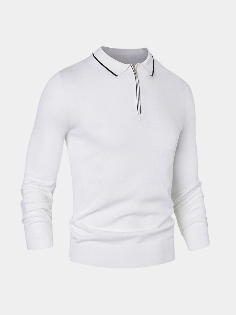 Ivory Elite Long Sleeve Polo – Rowan
